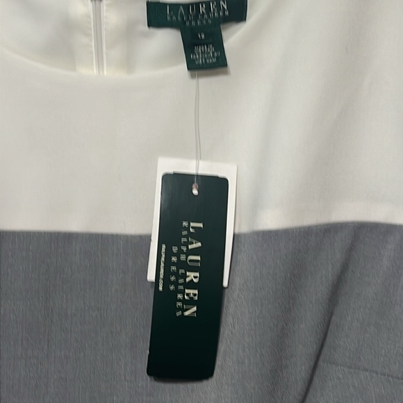 Lauren Ralph Lauren Color Block Sheath Dress Tin Ivory Classic Business Chic - Picture 5 of 8